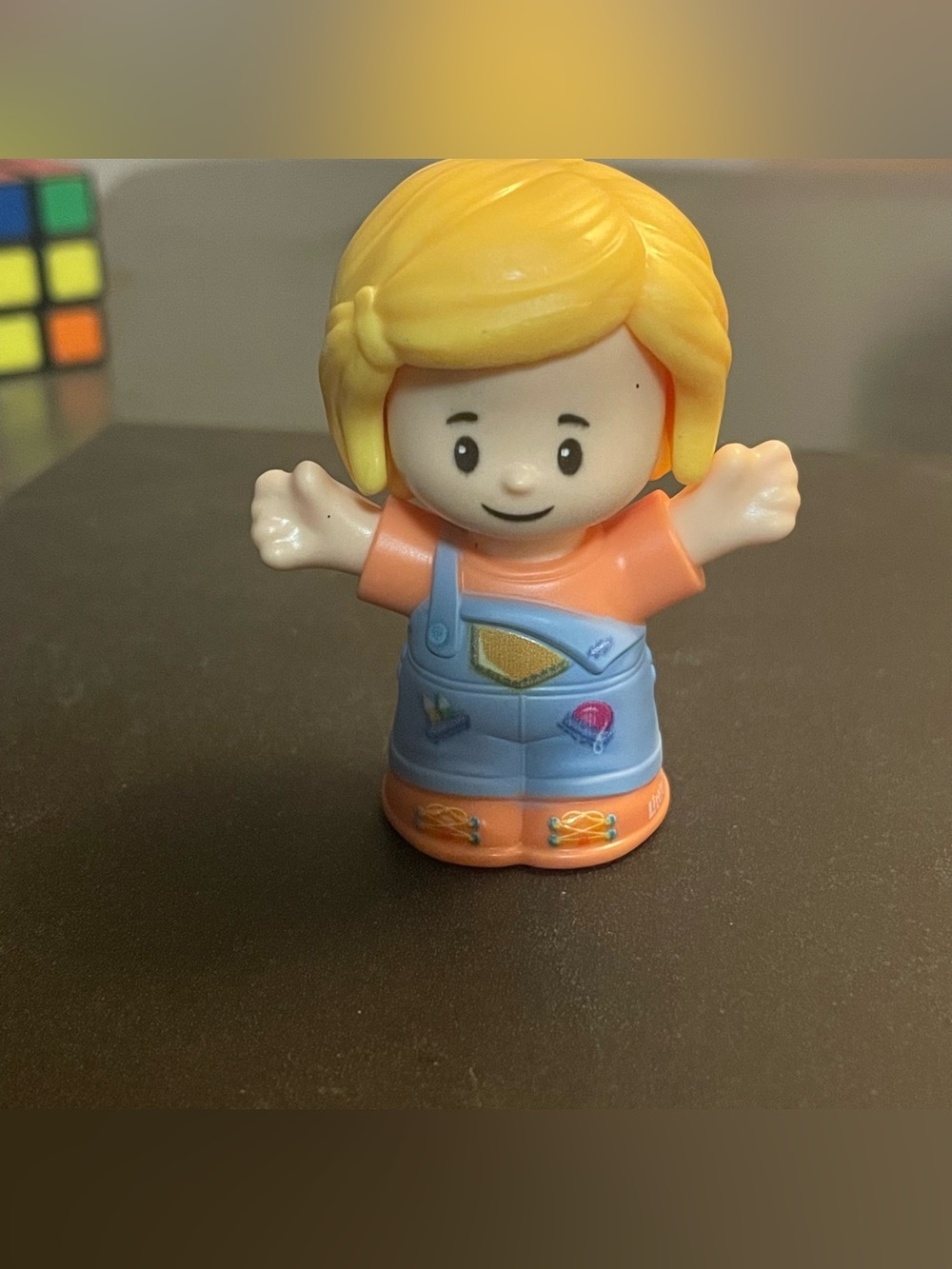 Little People Kids Blonde Figure in Orange and Blue Overalls builder artist toy